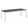 Hagebord Cubic 220x95 cm aluminium HPL sølv antrasitt forfra