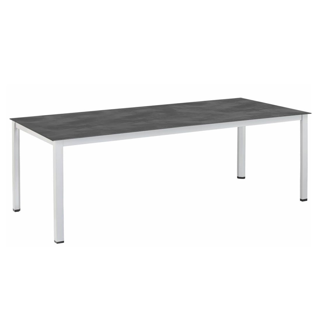 Hagebord Cubic 220x95 cm aluminium HPL sølv antrasitt forfra