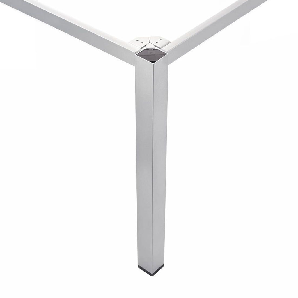Detalj av bordplate på Hagebord Cubic 220x95 cm aluminium HPL sølv antrasitt