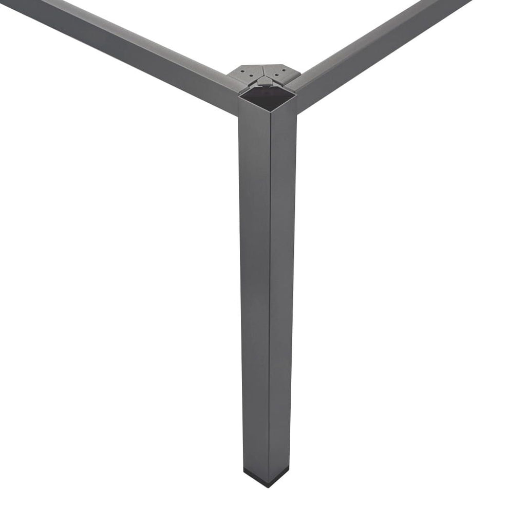 Detalj av bordplate på Hagebord Cubic 220x95 cm aluminium HPL antrasitt
