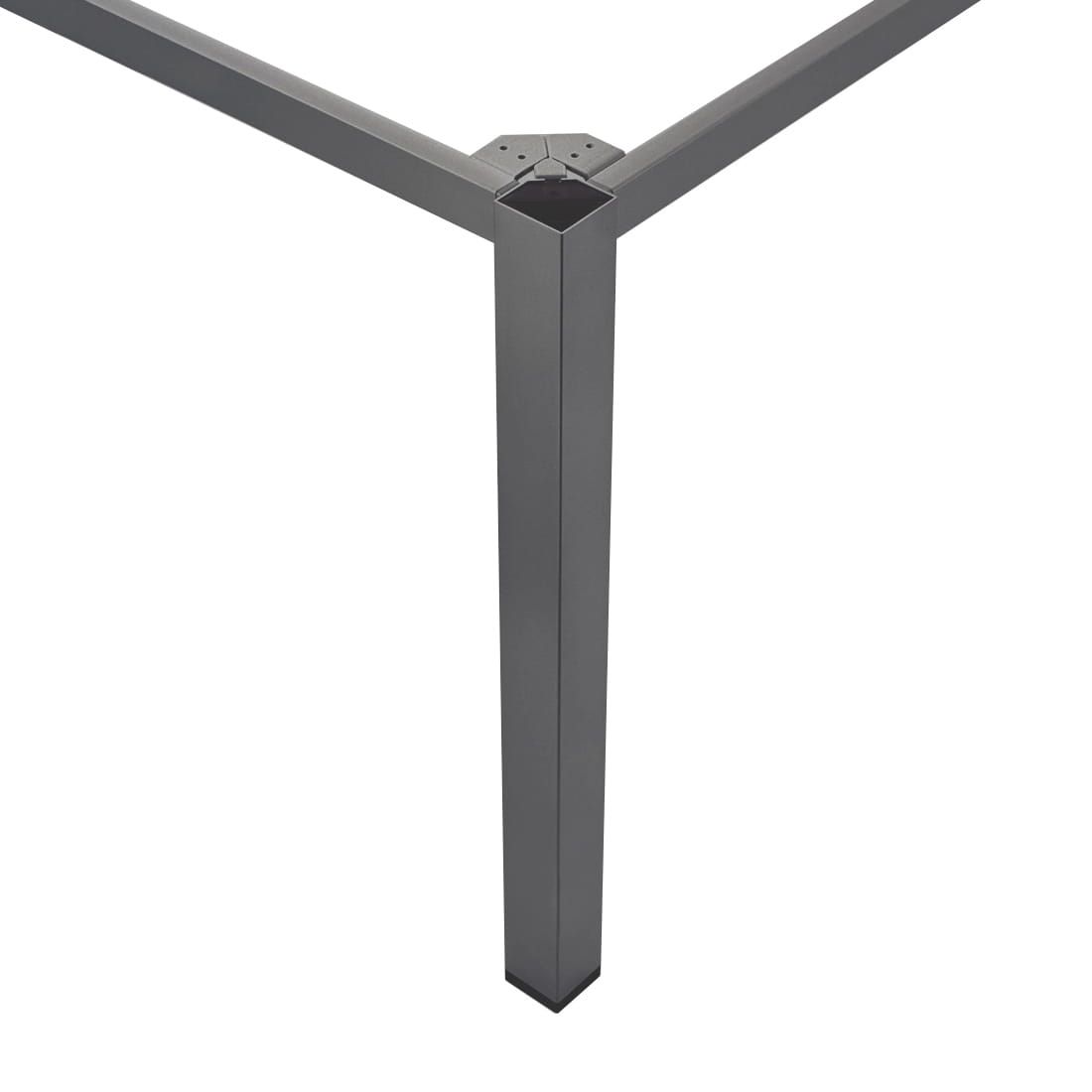 Detalj av bordplate på Hagebord Cubic 220x95 cm aluminium HPL antrasitt