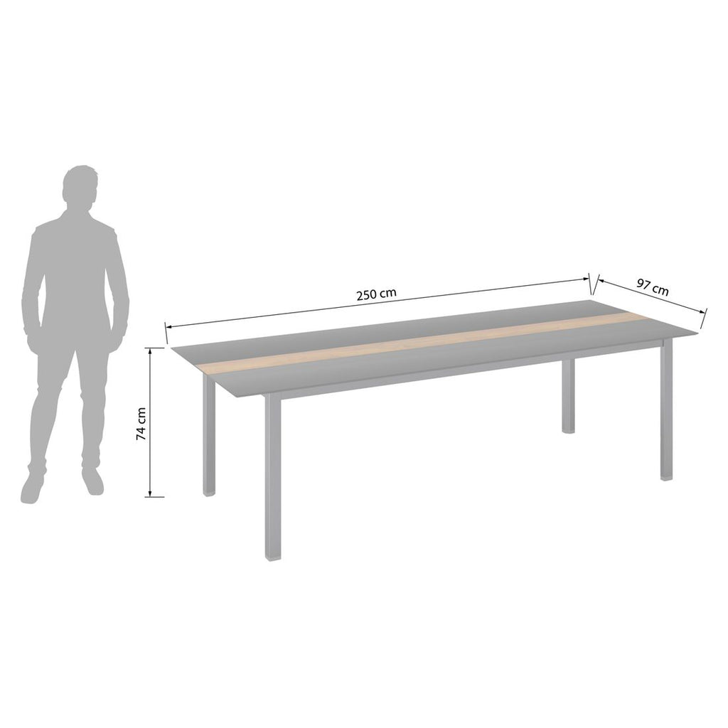Hagebord Cubic 250x97 cm aluminium HPL antrasitt bakside