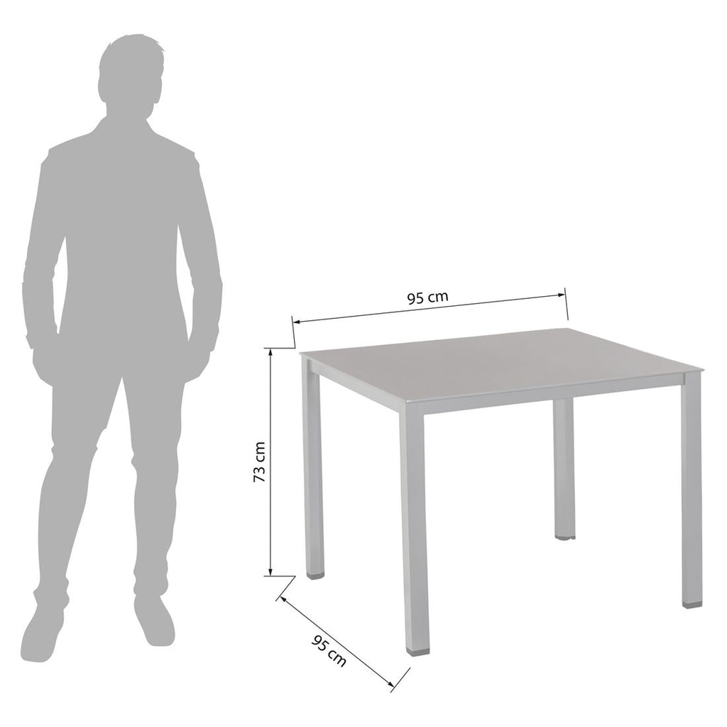 Hagebord Cubic 95x95 cm aluminium Kettalux antrasitt bakside