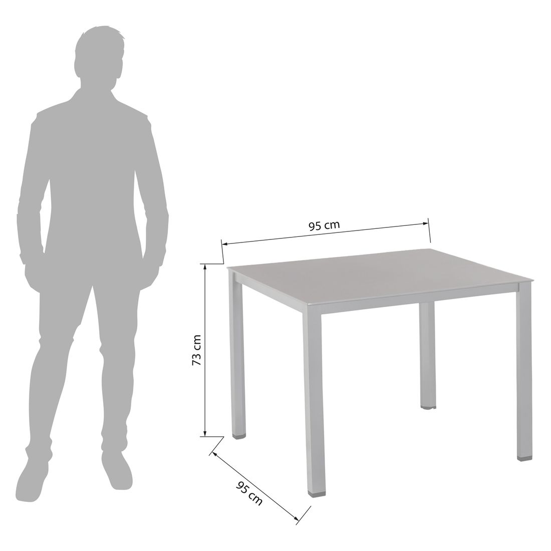 Hagebord Cubic 95x95 cm aluminium Kettalux antrasitt bakside