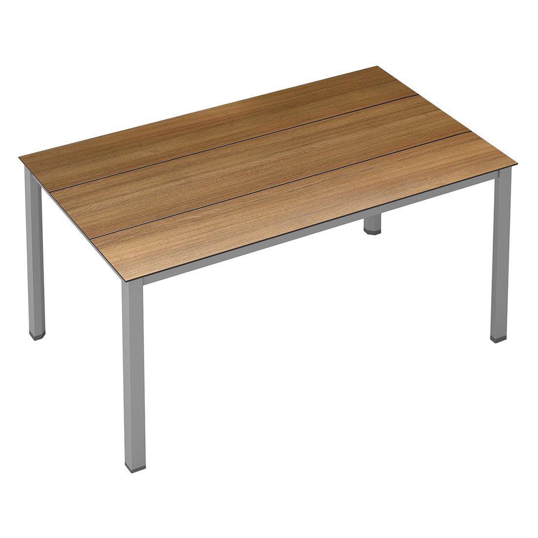 Hagebord Cubic aluminium HPL 160x95 cm sølv teak bakside