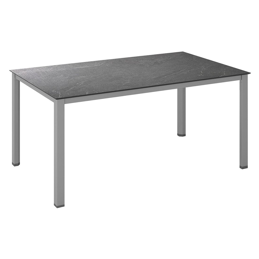 Hagebord Cubic aluminium HPL 160x95 cm sølv antrasitt forfra