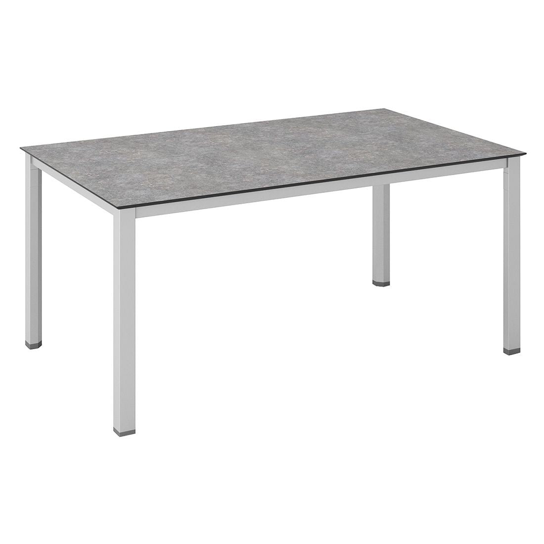 Hagebord Cubic aluminium HPL 180x95 cm sølv kalksandstein forfra