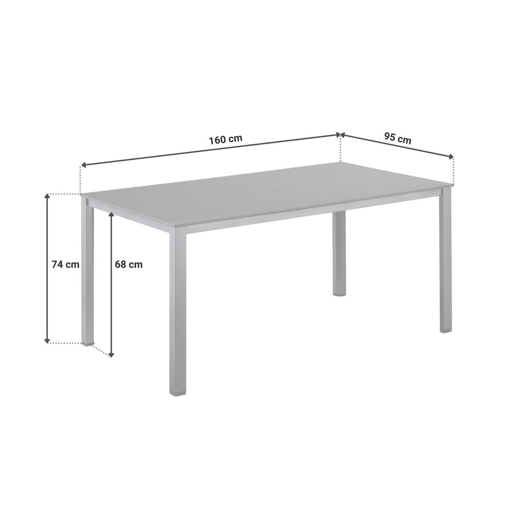 Hagebord Cubic aluminium Kettalux 160x95 cm detalj av bordplate
