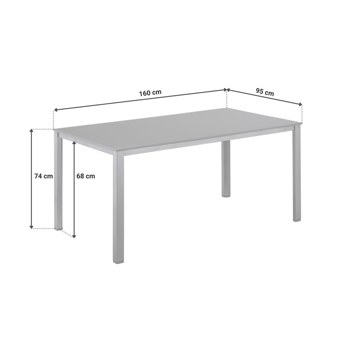 Hagebord Cubic aluminium Kettalux 160x95 cm detalj av bordplate