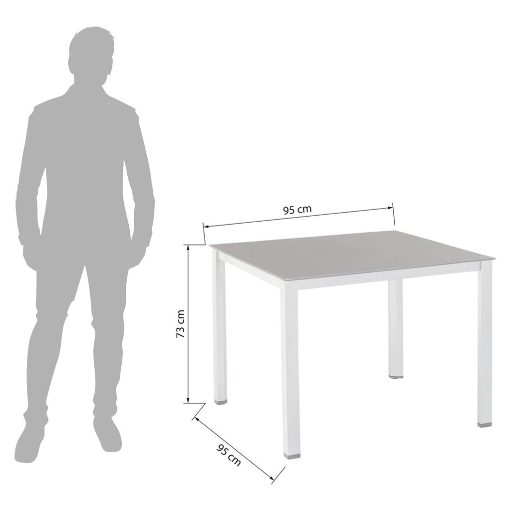 Hagebord Cubic aluminium Kettalux 95x95 cm sølv bakside