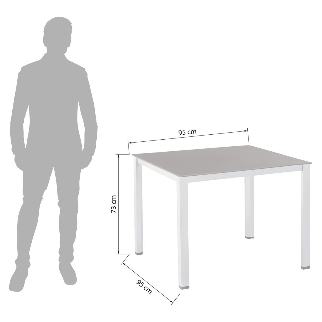 Hagebord Cubic aluminium Kettalux 95x95 cm sølv bakside