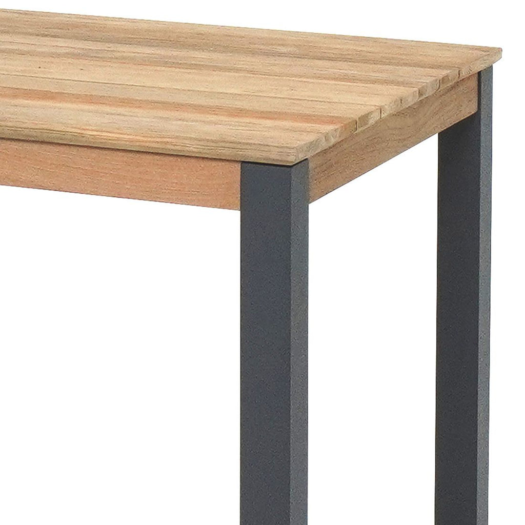 Baksiden av Hagebord Derex aluminium resirkulert teak 80x100 cm Zebra
