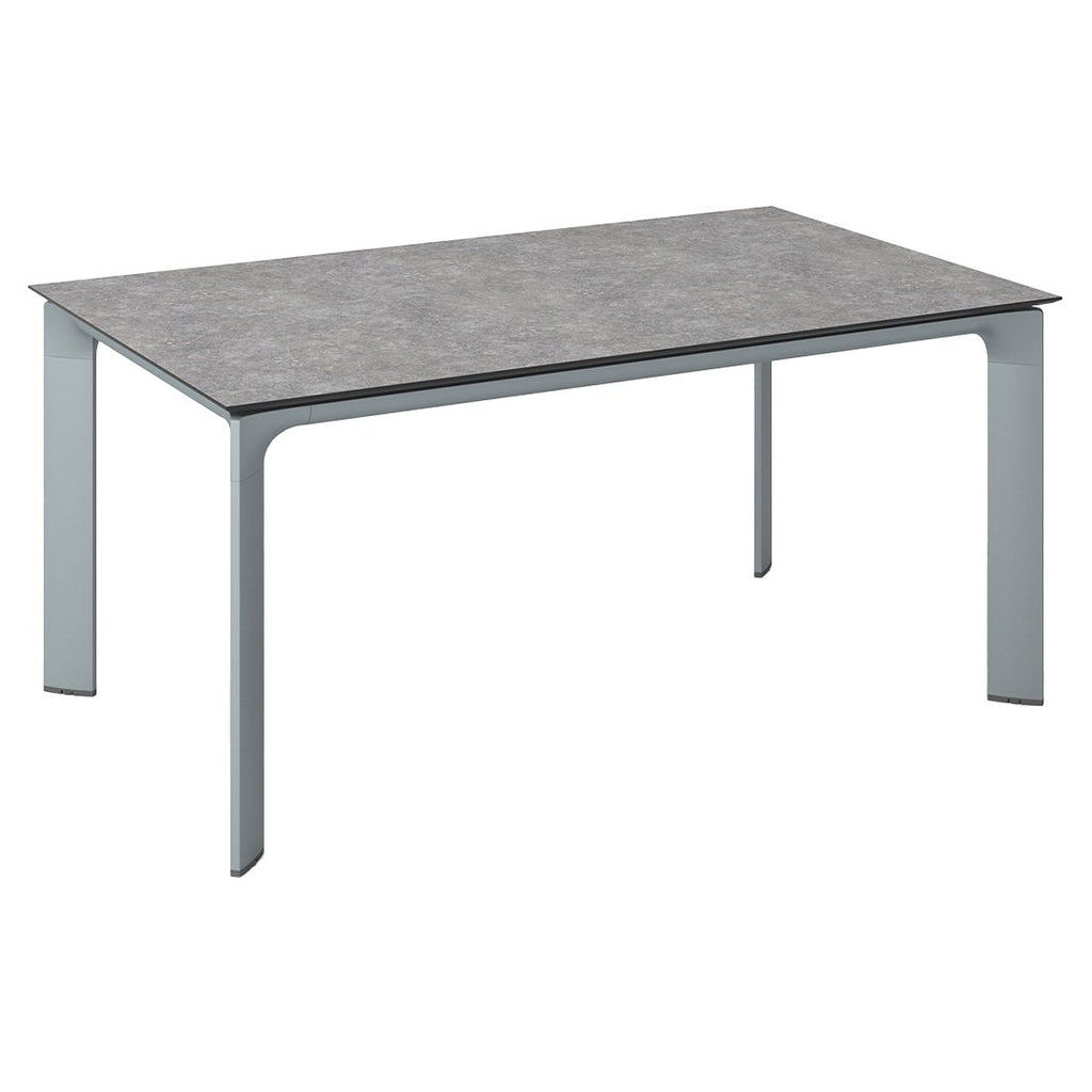 Hagebord Diamond 160x95 cm aluminium HPL sølv forfra
