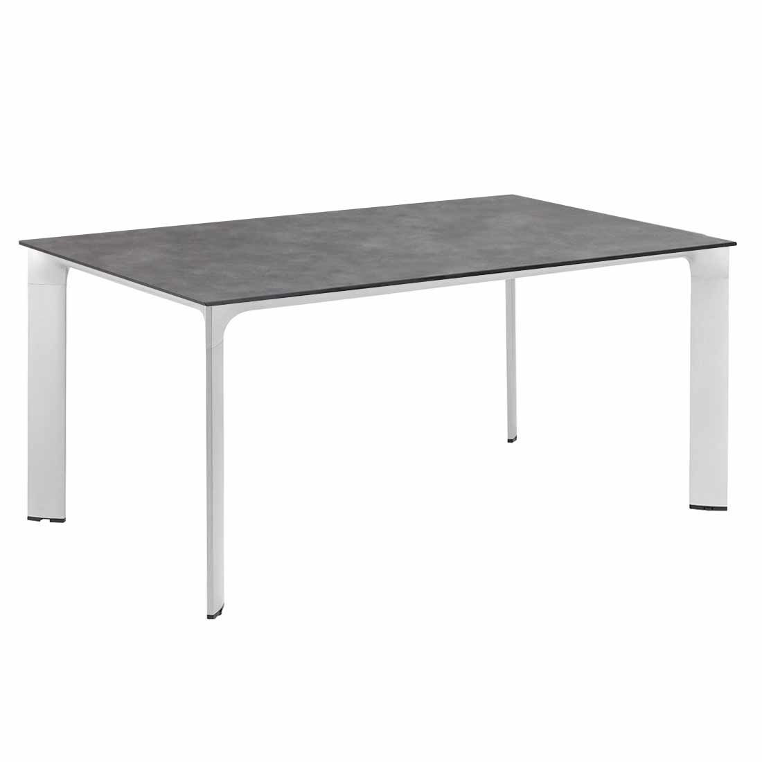 Hagebord Diamond 160x95 cm aluminium HPL sølv antrasitt forfra