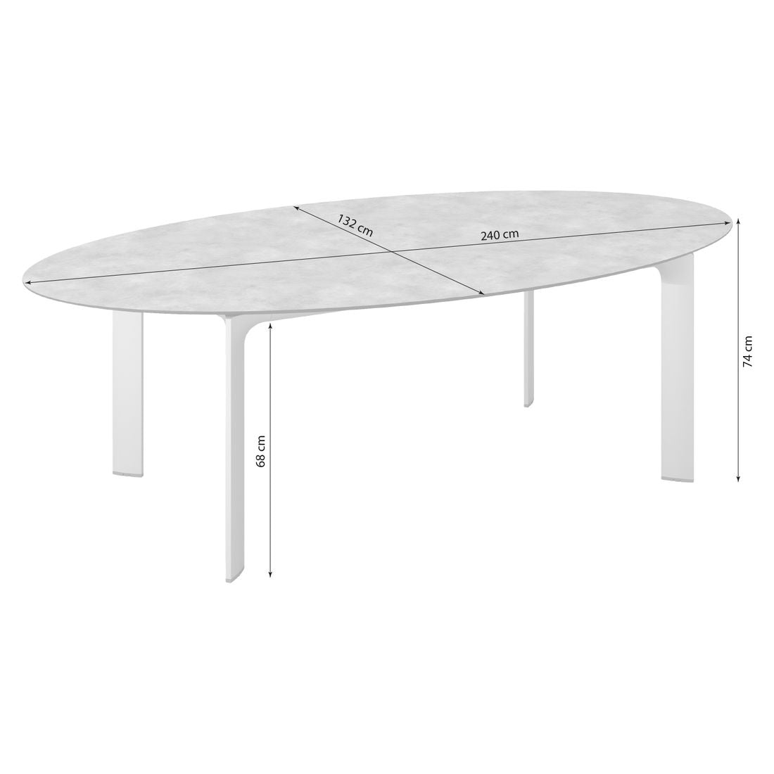 Hagebord Diamond 240x132 cm aluminium HPL antrasitt detalj av bordplate