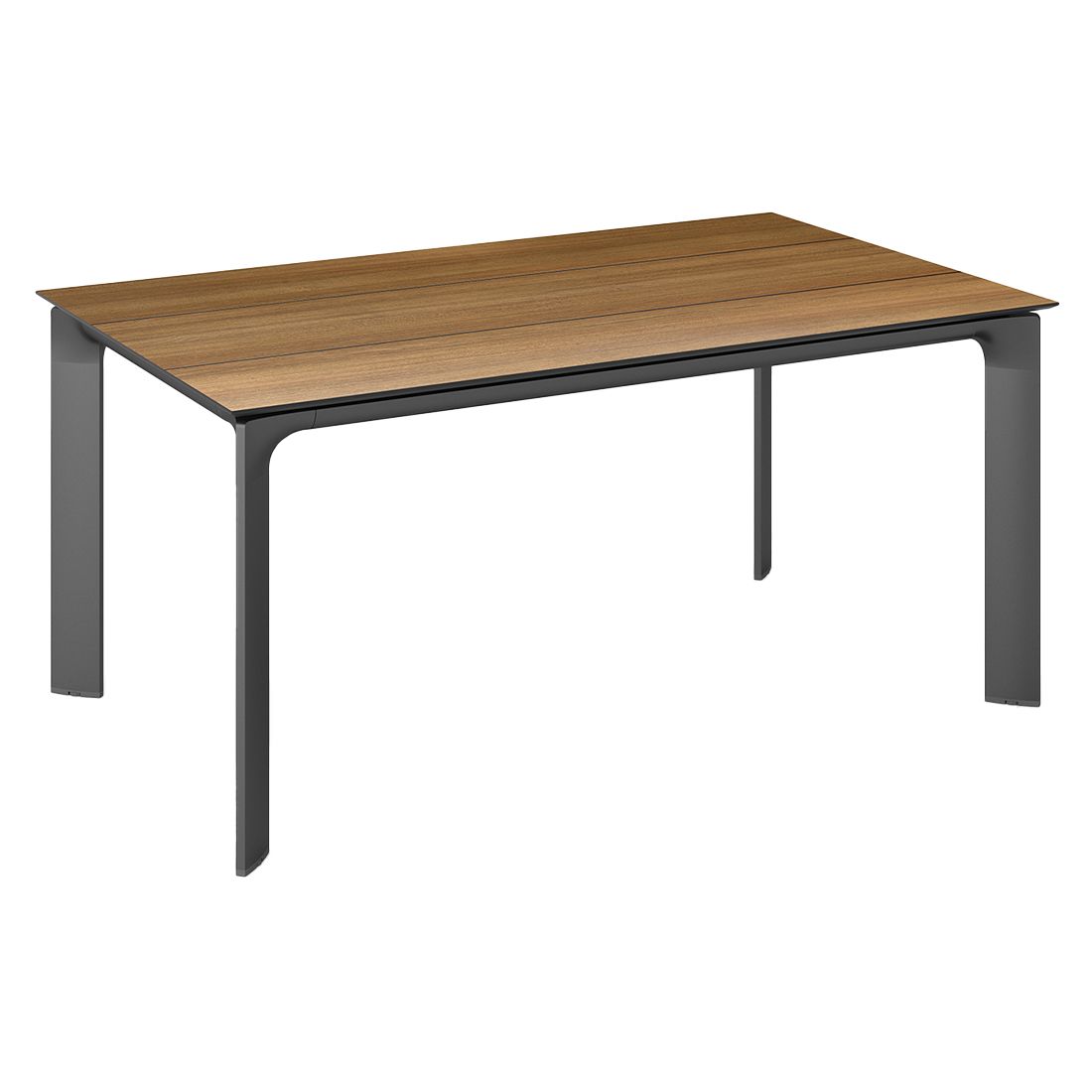 Hagebord Diamond aluminium HPL 160x95 cm teak-look forfra