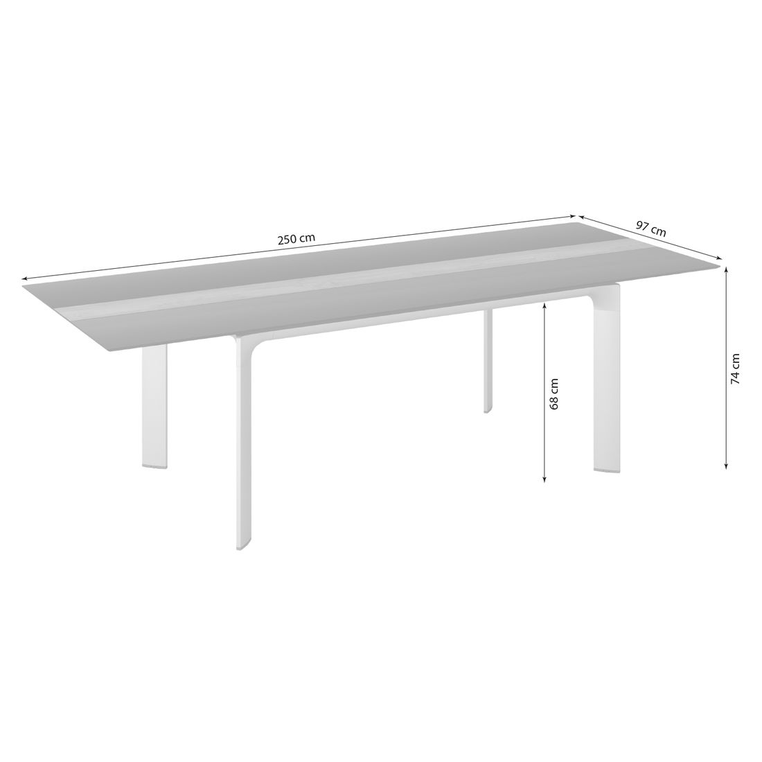 Detalj av Hagebord Diamond aluminium HPL 250x95 cm Kettler bordplate