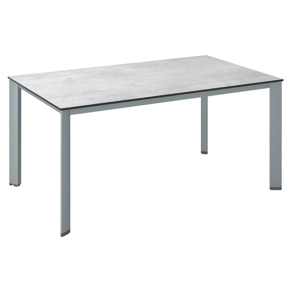 Hagebord Edge 160x95 cm aluminium HPL sølv grå forfra