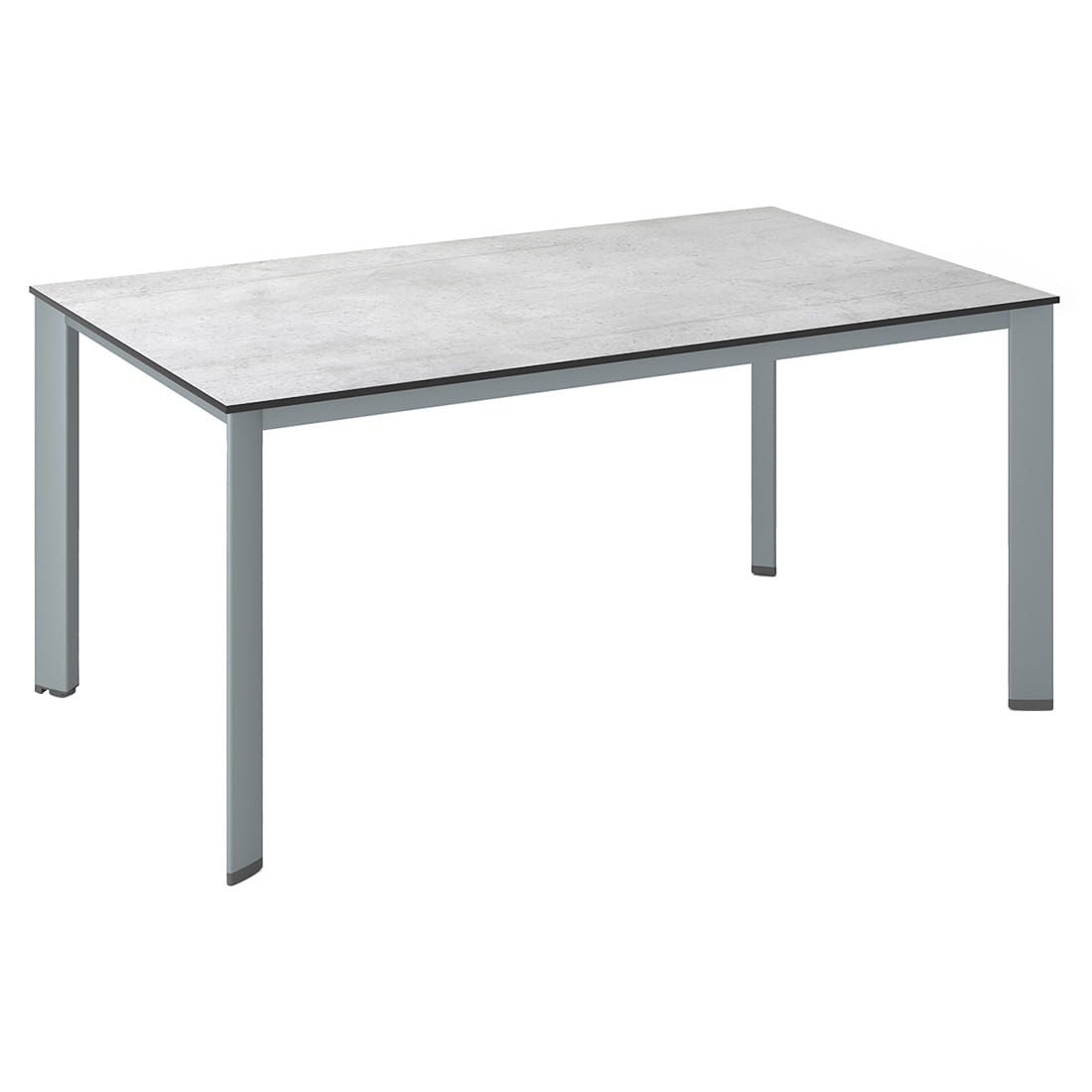 Hagebord Edge 160x95 cm aluminium HPL sølv grå forfra