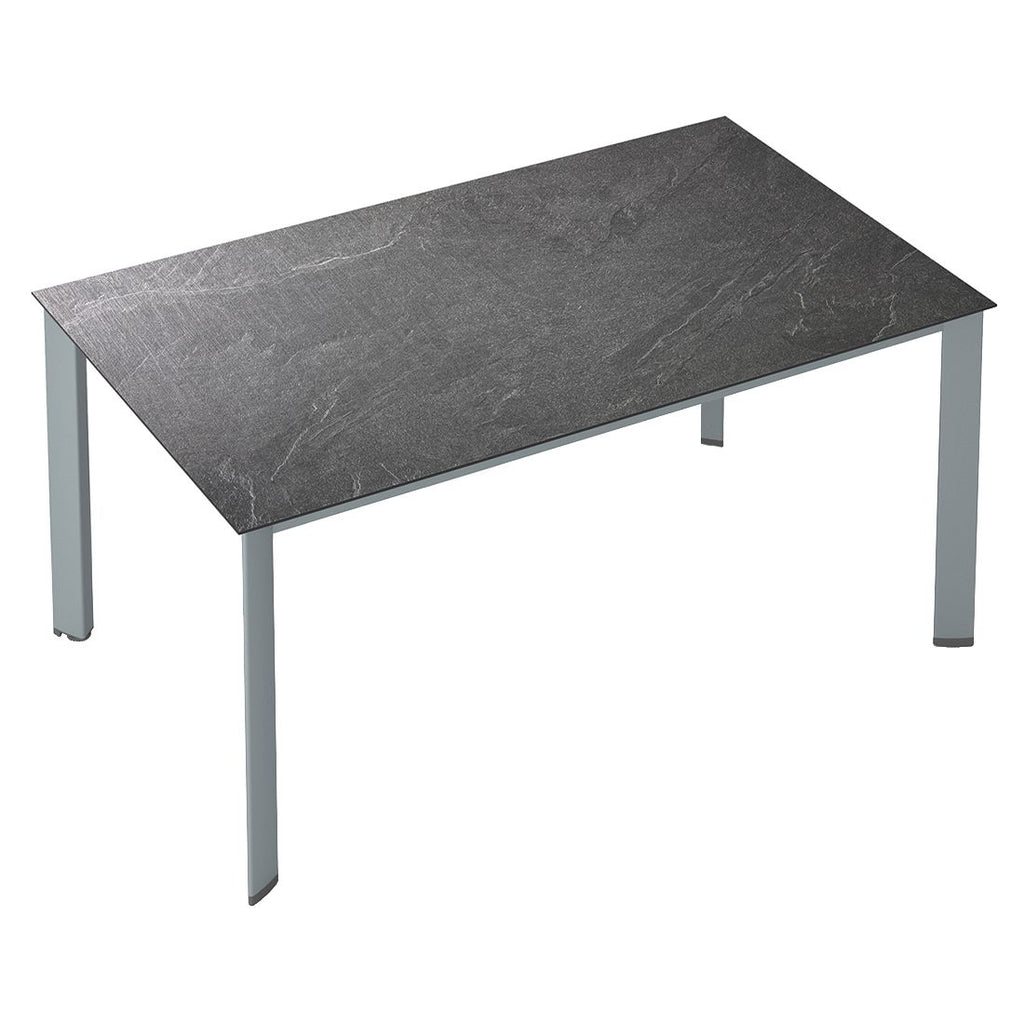 Hagebord Edge aluminium HPL 140x70 cm jura antrasitt detalj av bordplate