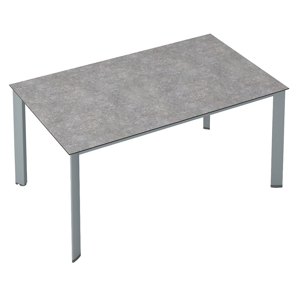 Hagebord Edge aluminium HPL 140x70 cm kalksandstein detalj av bordplate