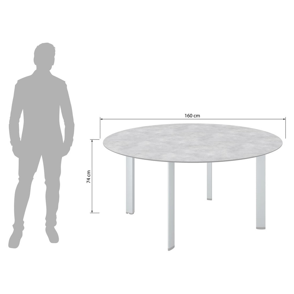 Detalj av bordplate på Hagebord Edge aluminium HPL Ø160 cm Kettler