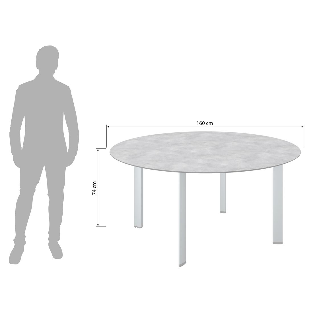 Detalj av bordplate på Hagebord Edge aluminium HPL Ø160 cm Kettler