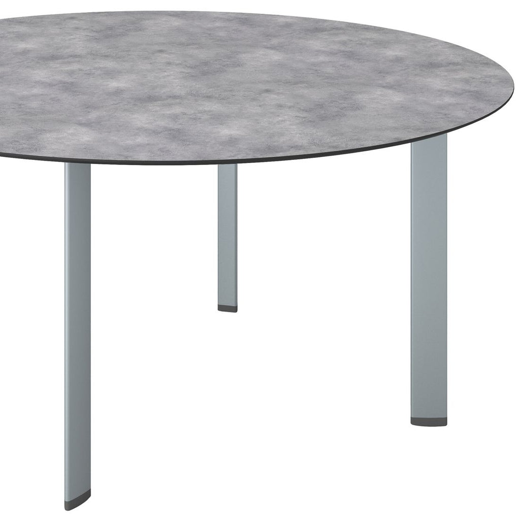 Oversikt av hagebord Edge aluminium HPL Ø160 cm Kettler med stoler