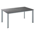Hagebord Edge aluminium HPL 160x95 cm sølv antrasitt forfra
