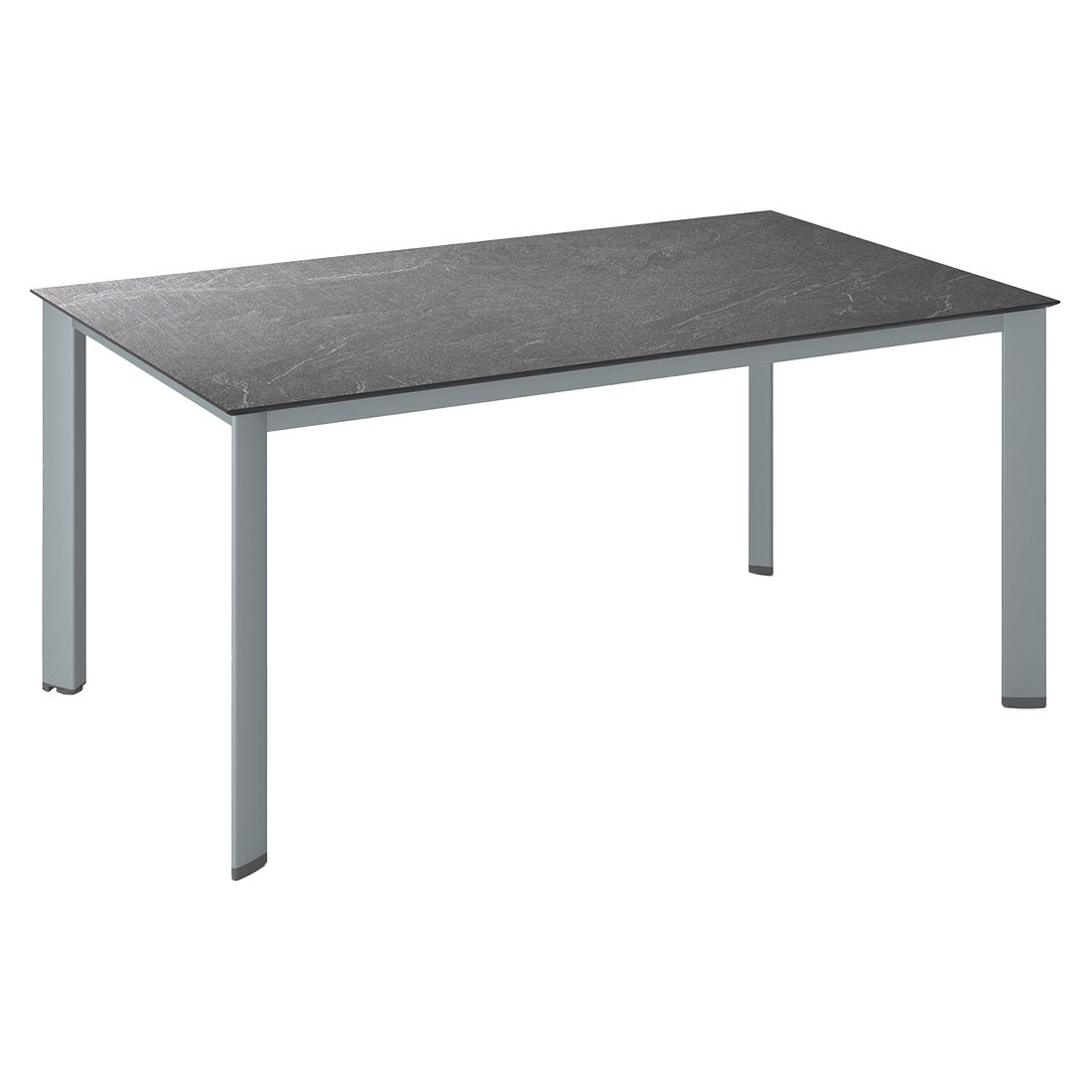 Hagebord Edge aluminium HPL 160x95 cm sølv antrasitt forfra