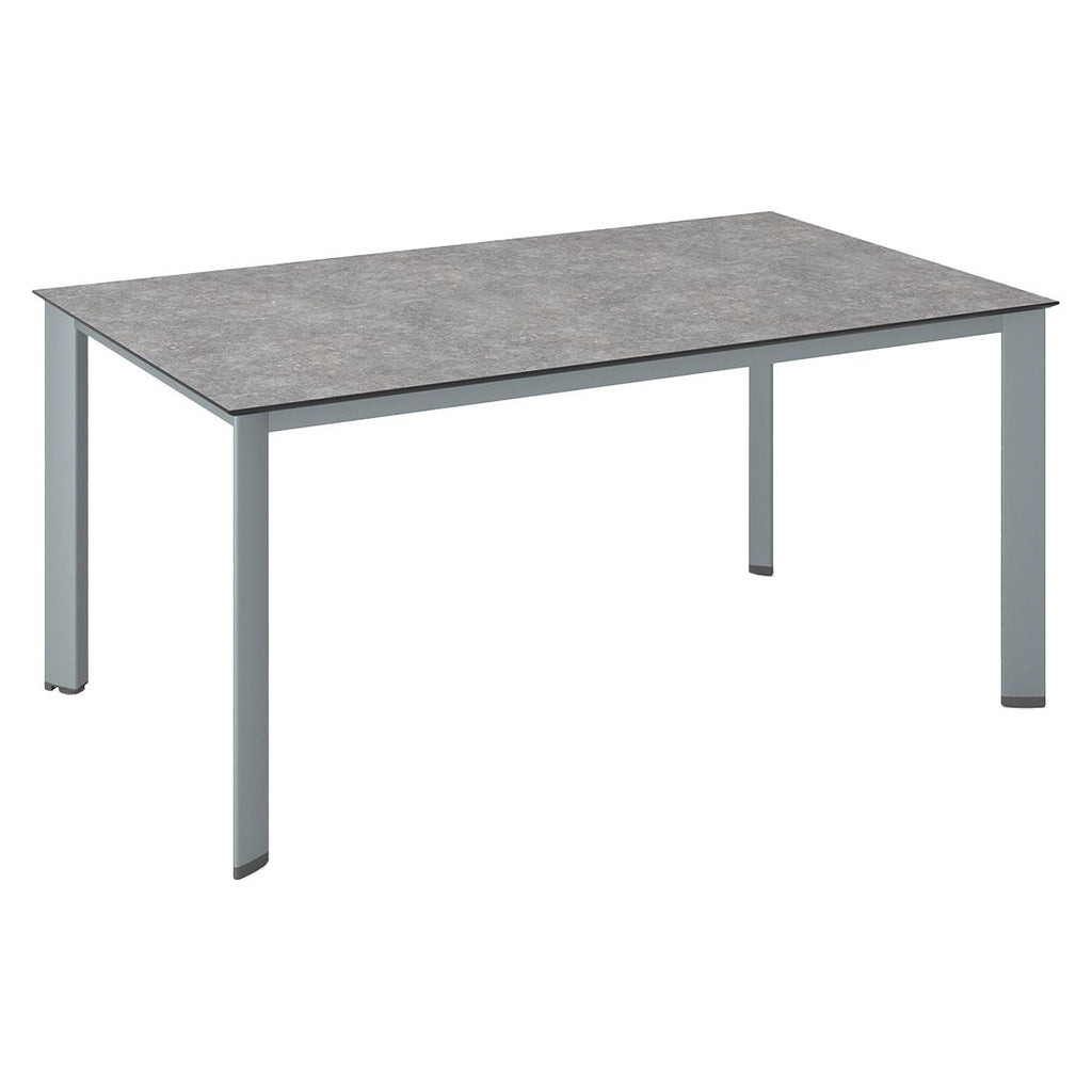 Hagebord Edge aluminium HPL 160x95 cm sølv forfra