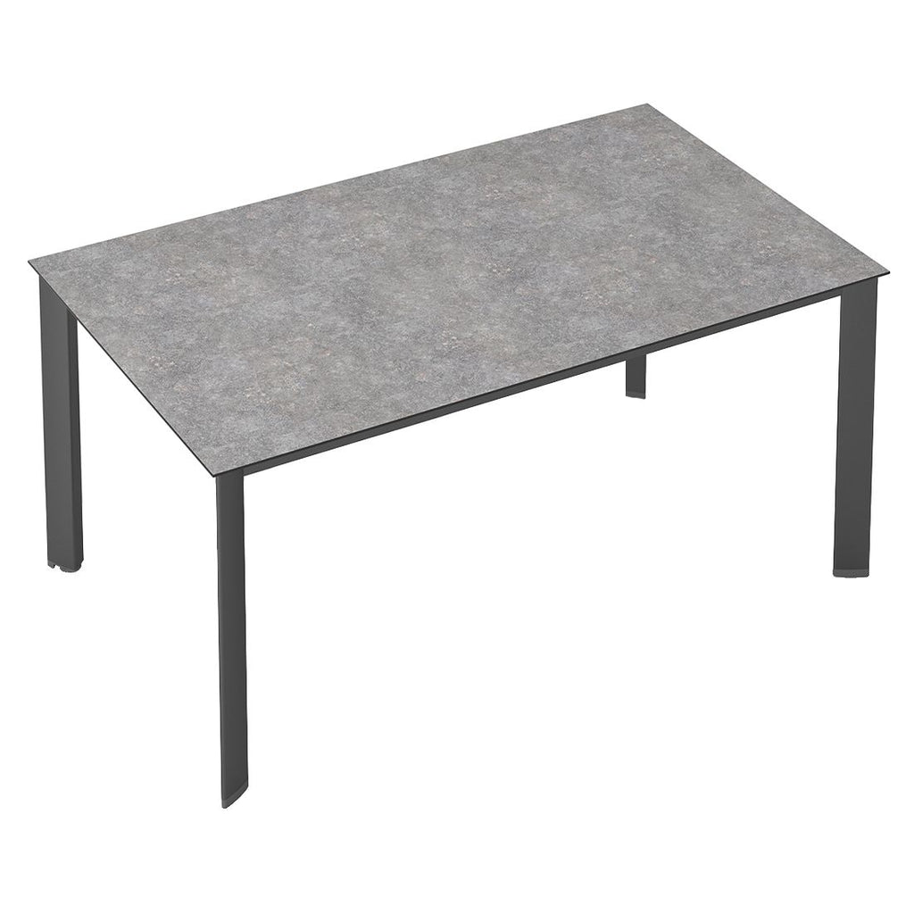 Hagebord Edge aluminium HPL 220x95 cm antrasitt kalksandstein nærbilde av bordplate