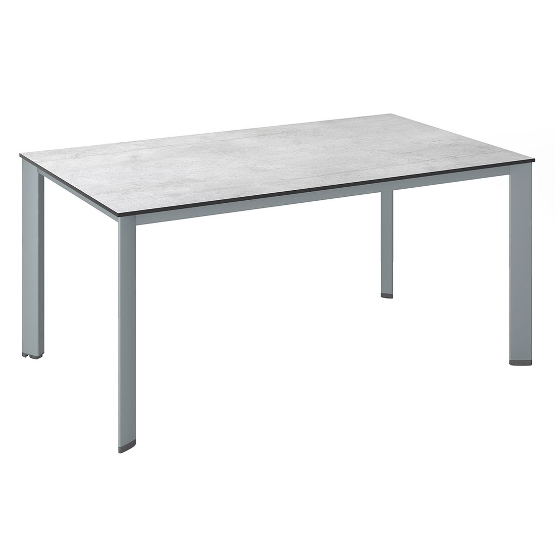 Hagebord Edge aluminium HPL 220x95 cm sølv grå forfra