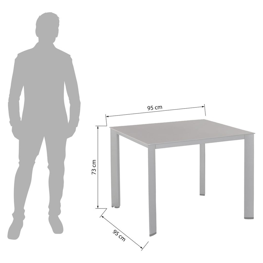 Hagebord Edge aluminium Kettalux 95x95 cm antrasitt bakside