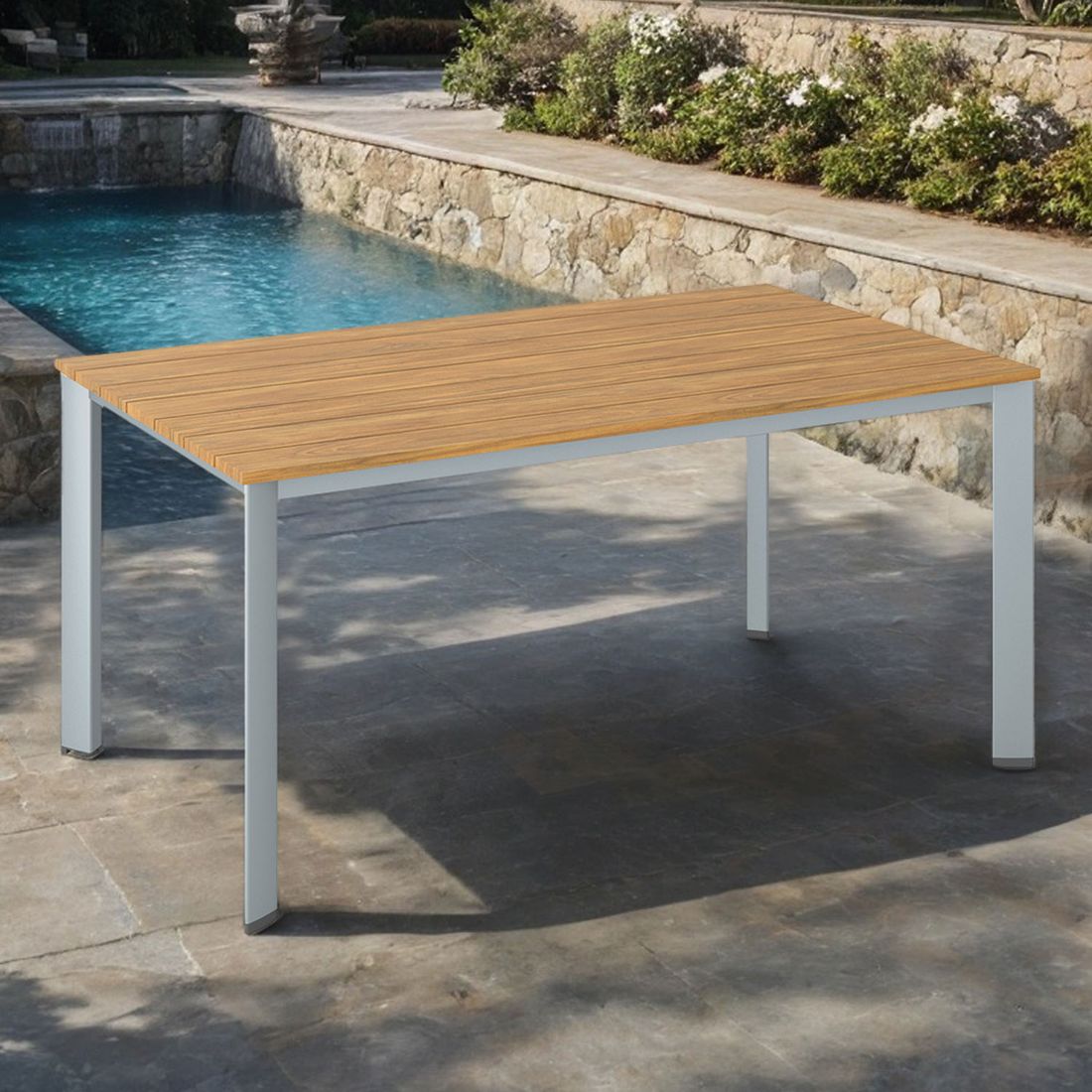 Hagebord Edge aluminium/teak 160x95 cm bakside