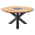 Hagebord England Ø160cm stål/teak rundt forfra
