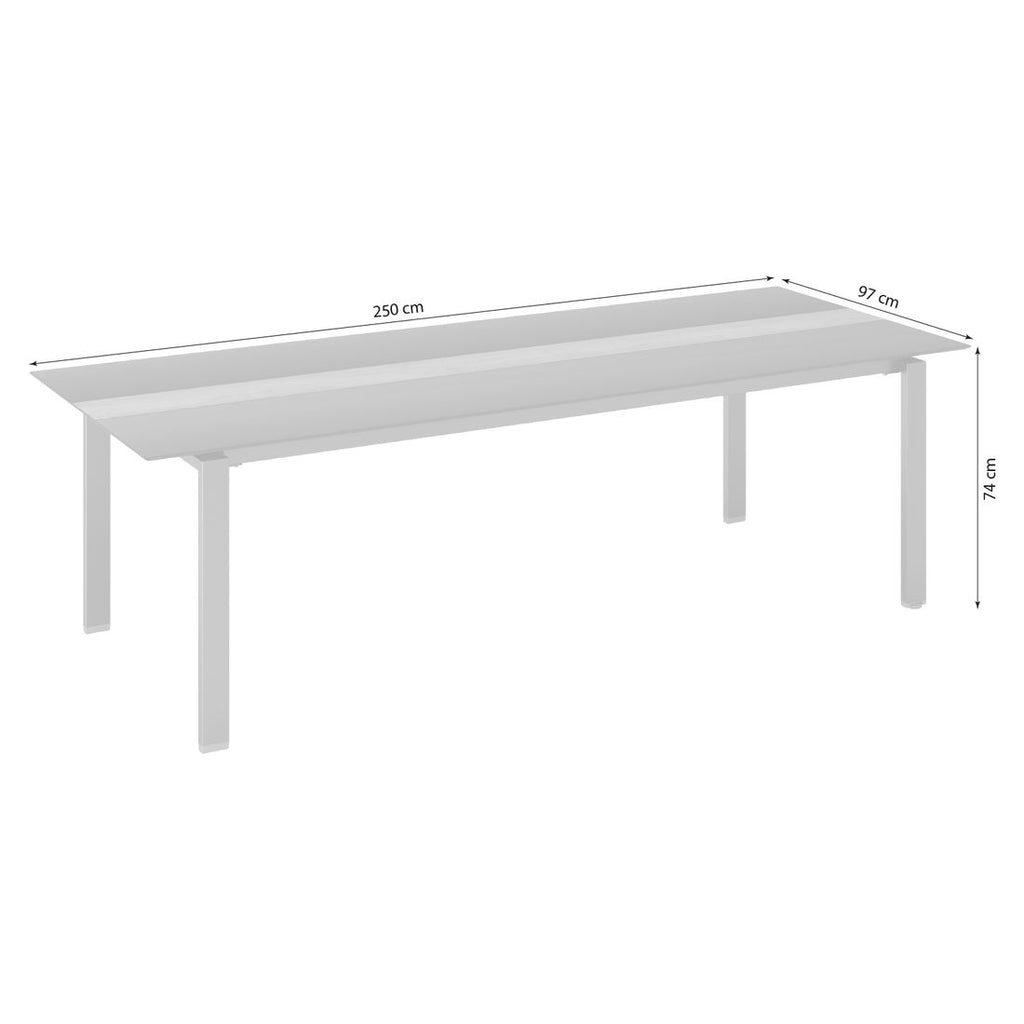 Hagebord Float aluminium/HPL 250x97 cm - Kettler detalj av bordplate