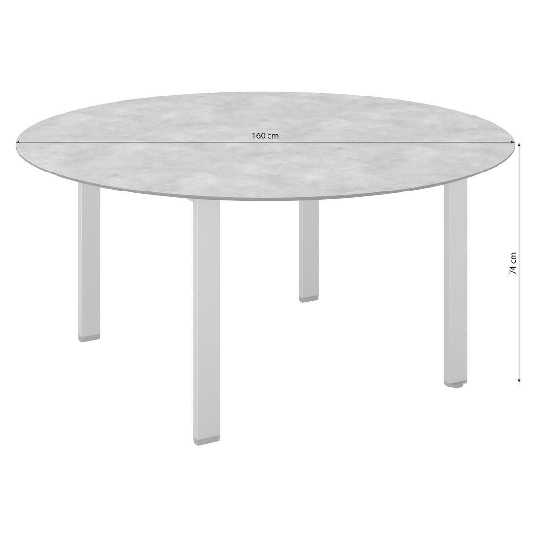 Detalj av bordplate på Hagebord Float rundt aluminium HPL Ø160 cm Kettler