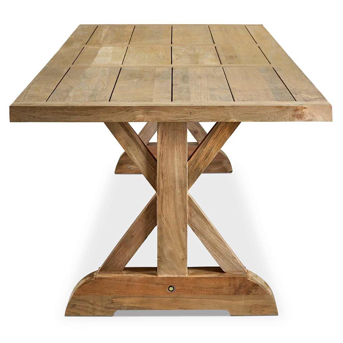 Detalj av bordplate på Hagebord France resirkulert teak 240x100 cm - OUTLIV