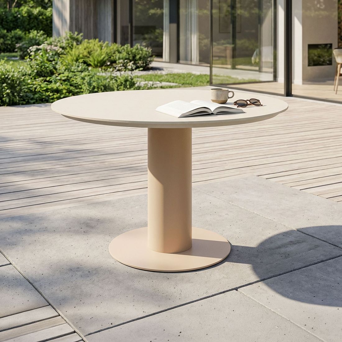 Hagebord Girona Ø120cm aluminium/keramikk - Hartman bakside