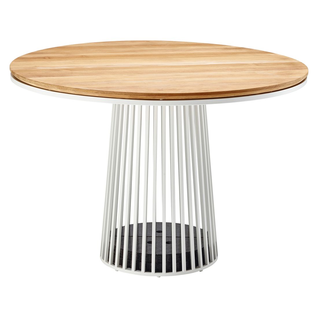 Hagebord Grid Ø110 cm aluminium/teak sett forfra