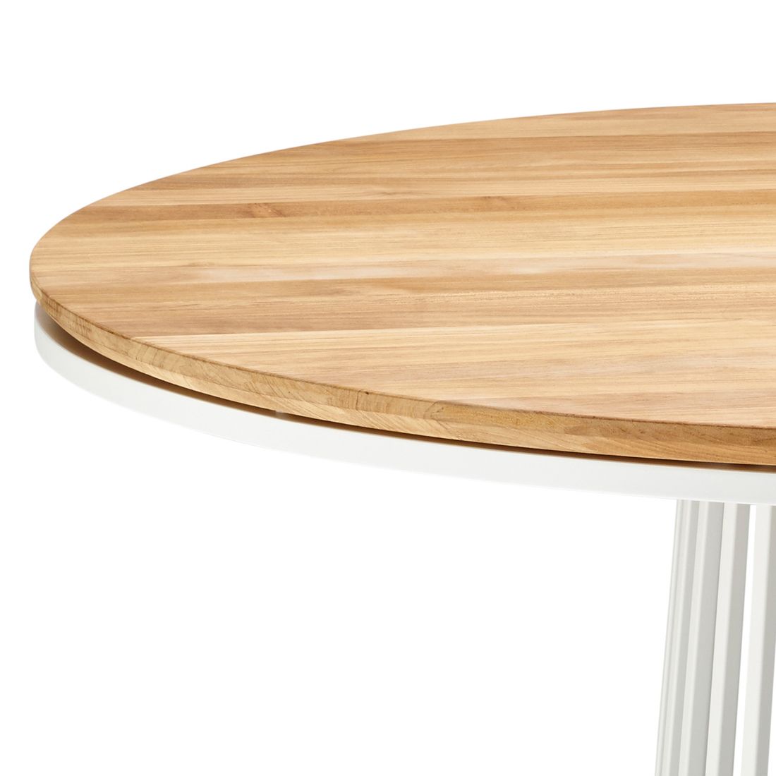 Hagebord Grid Ø110 cm aluminium/teak sett bakfra