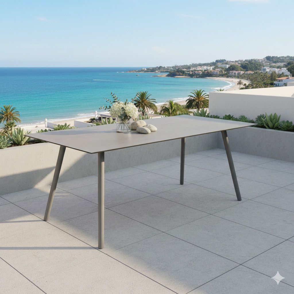 Hagebord Interno 180x100 cm aluminium Silverstar 2.0 Stern detalj av bordplate