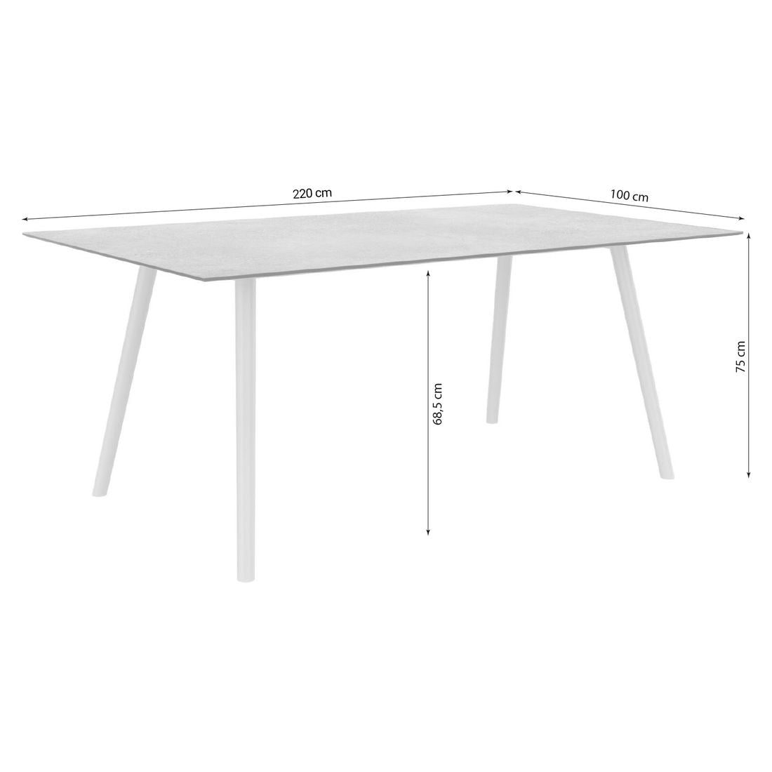 Hagebord Interno 220x100 cm aluminium Silverstar 2.0 greige bakside