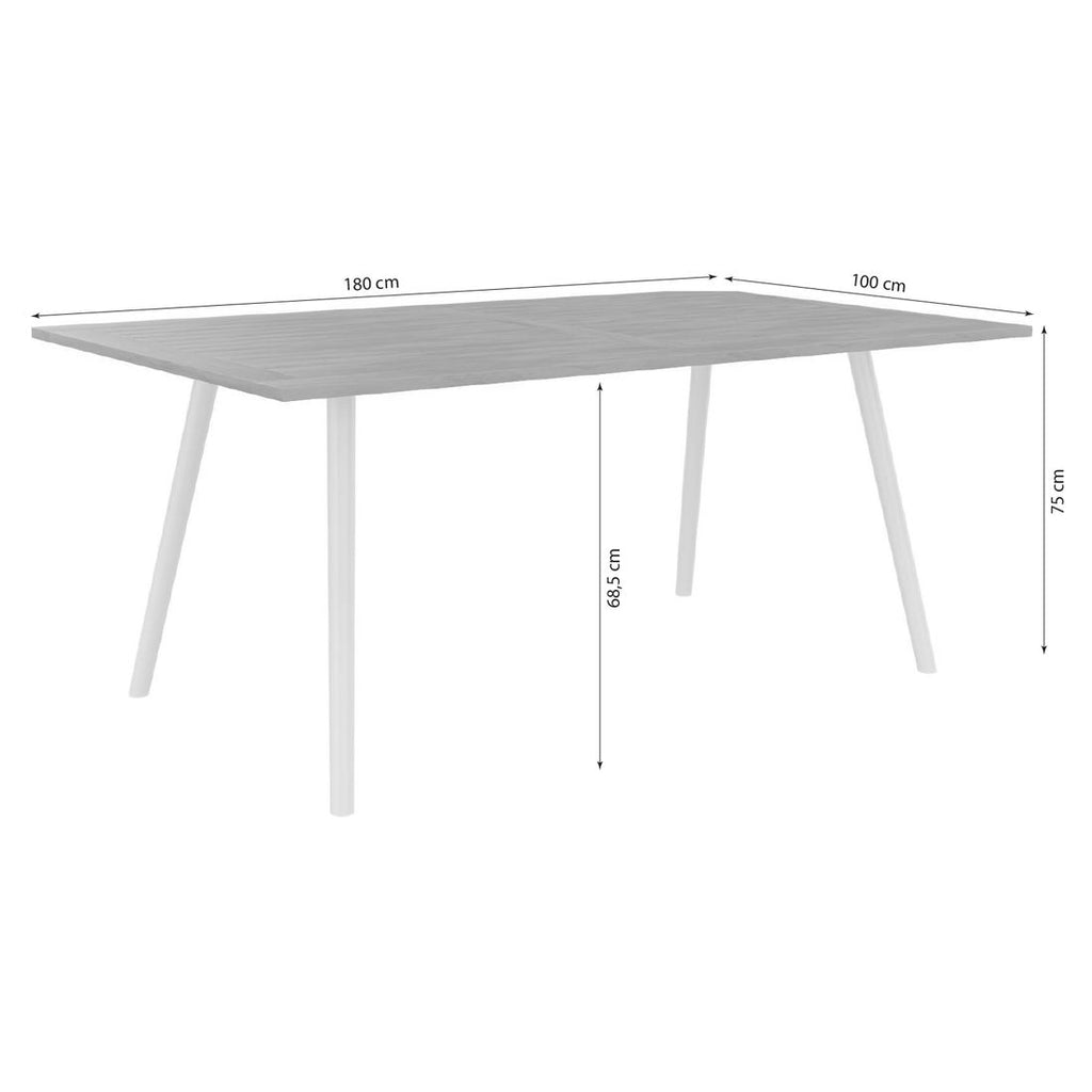 Detalj av bordplate på Hagebord Interno aluminium/teak 180x100 cm - Stern
