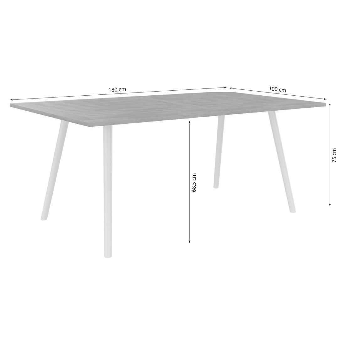 Detalj av bordplate på Hagebord Interno aluminium/teak 180x100 cm - Stern