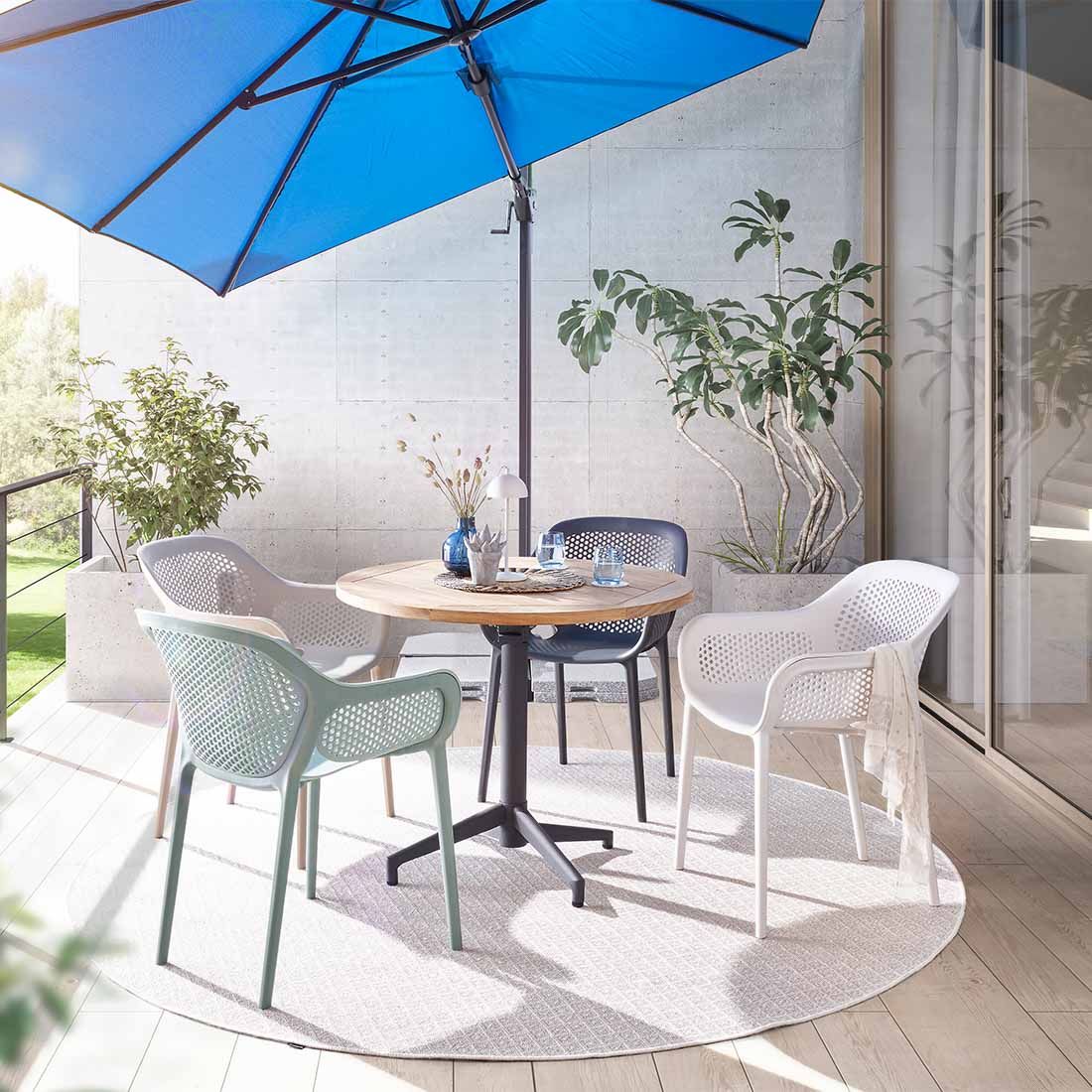 Hagebord Italien Ø95 cm rustfritt stål/teak klappbart - Musterring bakside