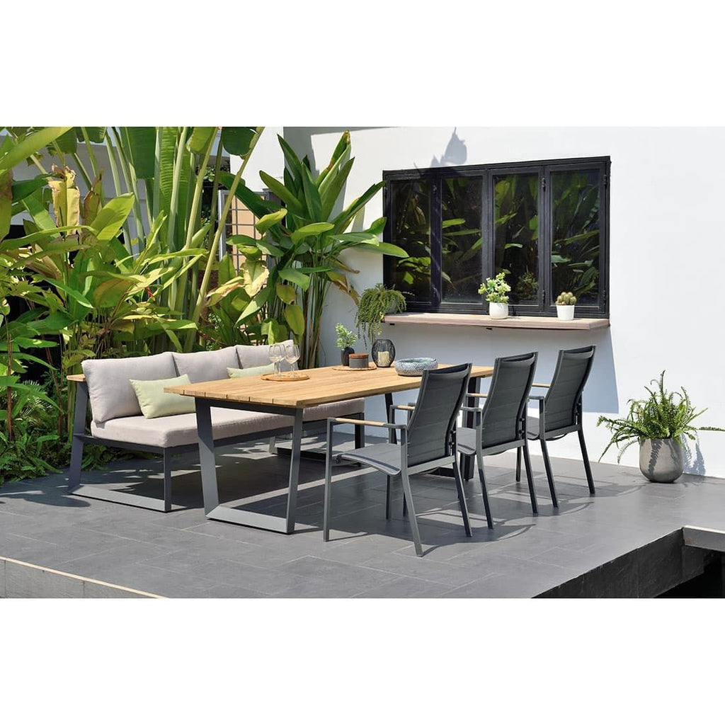 Hagebord Jimmy aluminium resirkulert teak 216x99 cm bakside