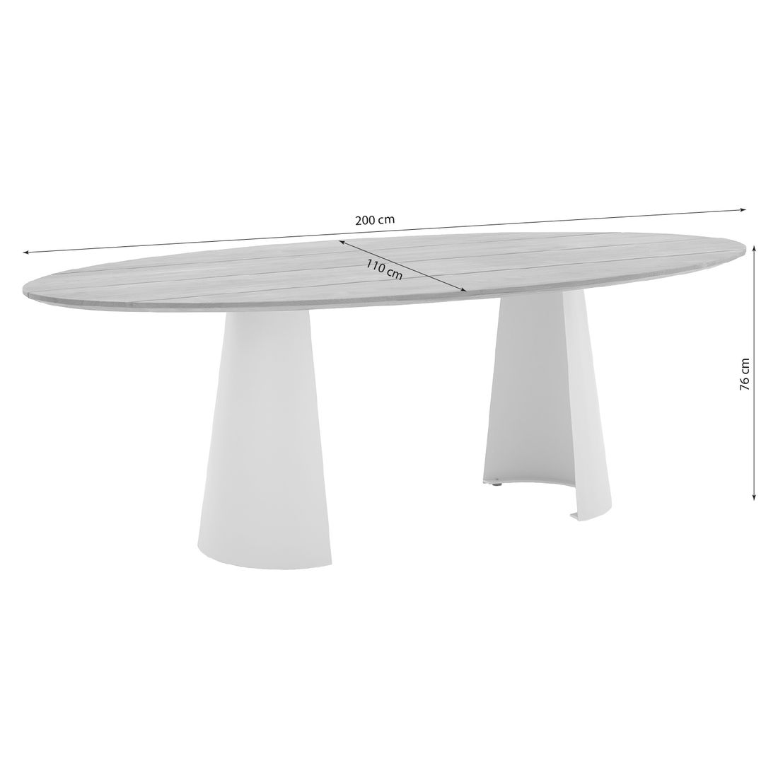 hagebord justb! 200x110cm aluminium teak detalj av bordplate