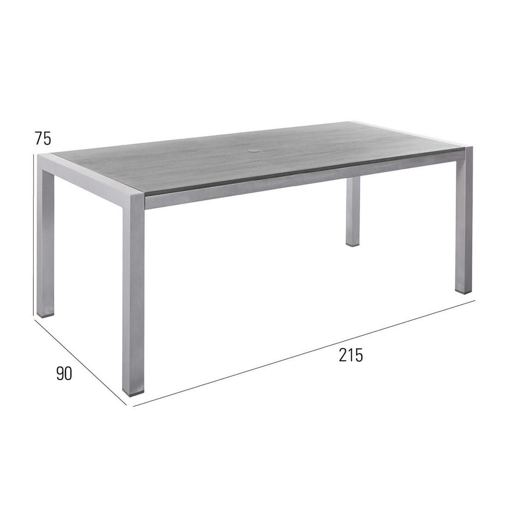 Hagebord Kennedy aluminium/Resysta 215x90 cm MBM detalj av bordplate